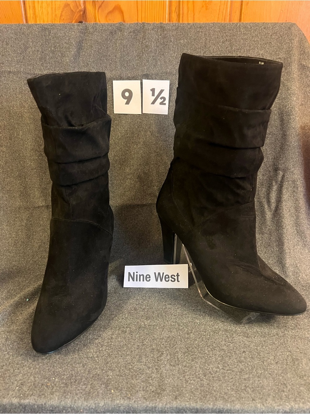 NEW!Nine West Black Suede Slouch Bootie - Women's